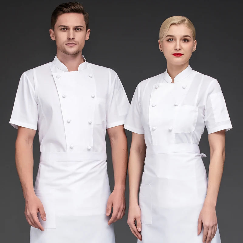 Veste de chef cuisinier unisexe, manteau, uniforme, vêtements de cuisine, chemise, restaurant, pizza, cafétéria, boulanger, vêtements de travail