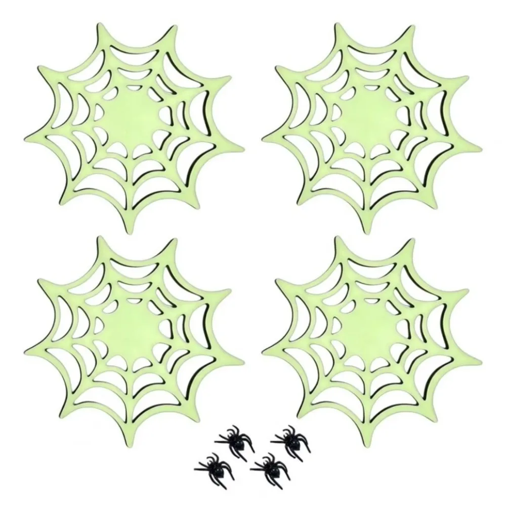 4/8PCS Anti-slip Glow-in-the-dark Coasters Dark Style Spooky Glowing Halloween Ghost Coasters Heatproof Luminous
