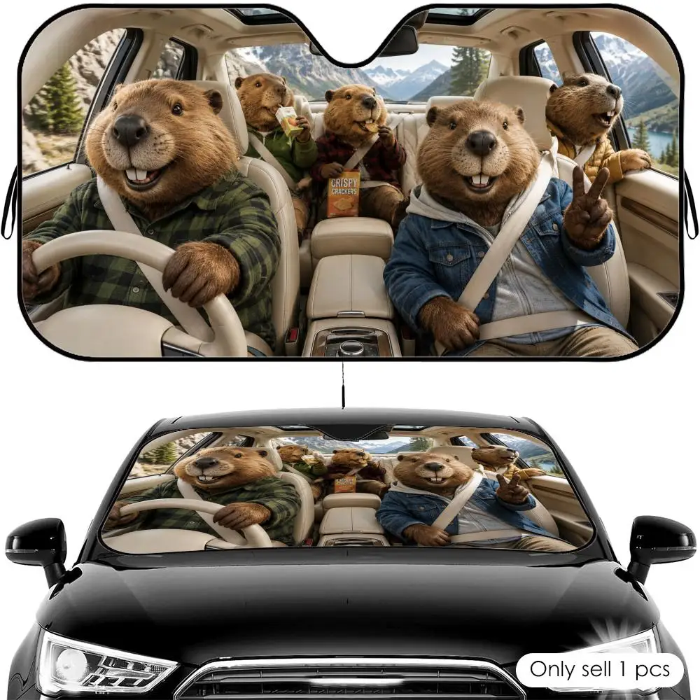 

Beaver Driving Travel Sun Visor Reusable Aluminum Foil Car Windshield Sun Visor UV Protector Heat Insulation Cover Shade