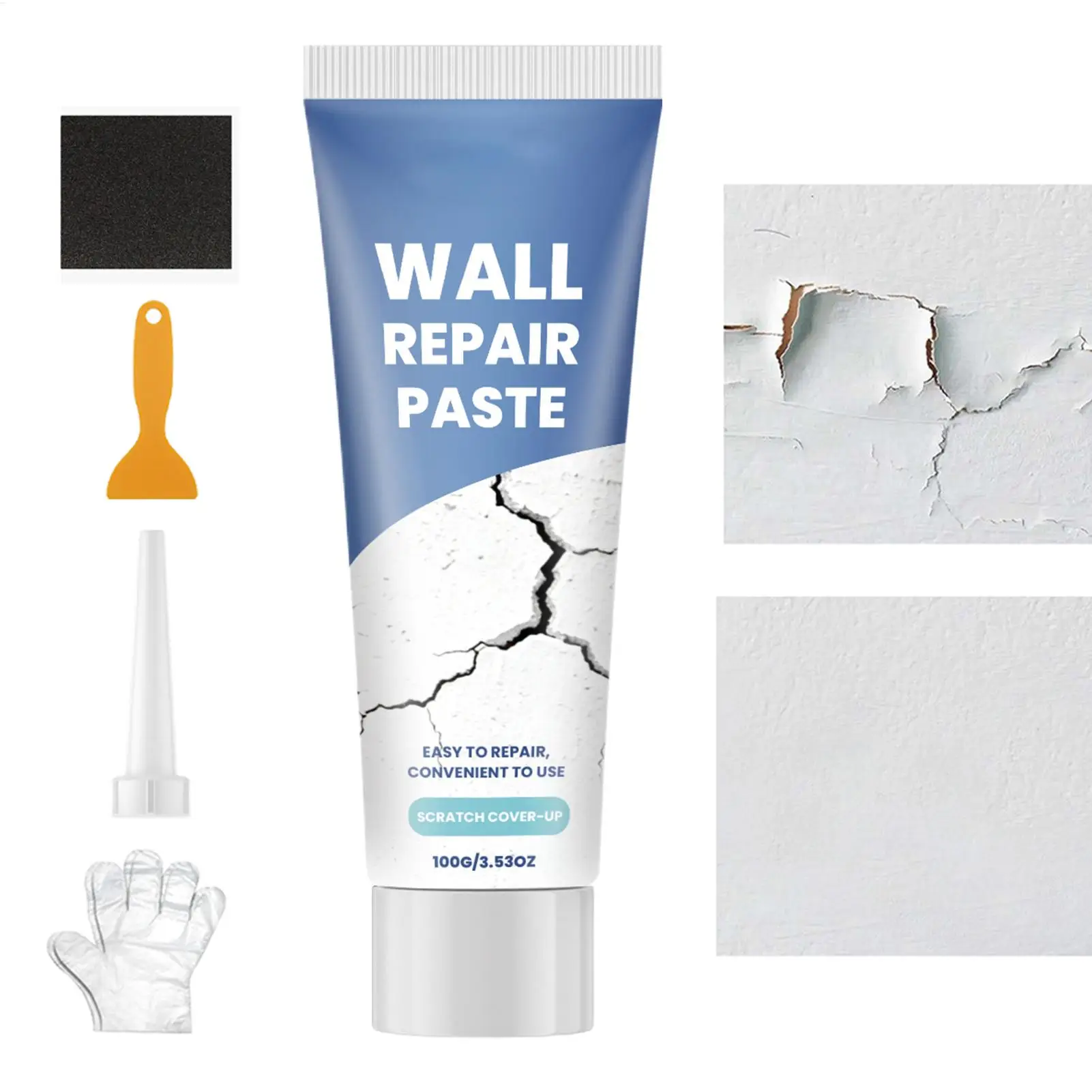 Drywall Repair Kit with Scraper Wall Hole Crack Filling Paste Quick-Drying Mending Agent Mold Resistant Home Restoration Tool