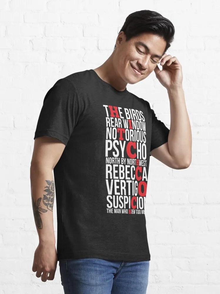 ALFRED HITCHCOCK Essential T-Shirt Short Sleeve Tops Tees Cotton Print Tshirts New Fashion Top Tees