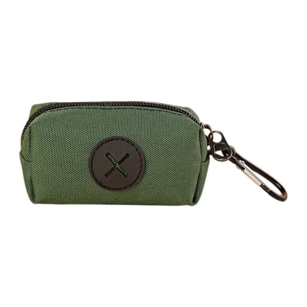 Oxford Cloth Dog Poop Bag Holder with Carabiner Clip Wear-resistant Pet Waste Bag Dispenser Zipper Closure Water-proof