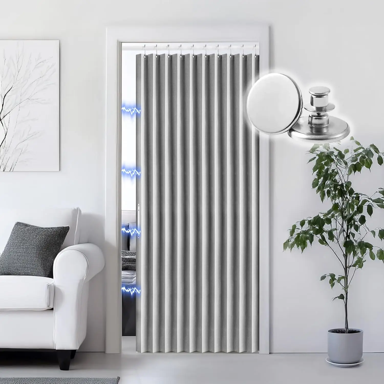 

Folding magnetic door curtain suitable for wardrobe door curtain folding door indoor bedroom bathroom living room