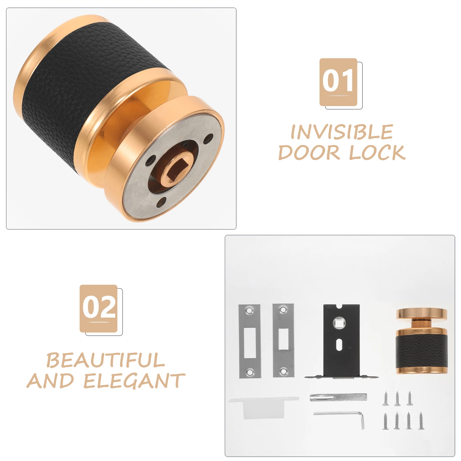 

Invisible Door Handles Hidden Single Sided Deadbolt Lock Black Gray Texture Bedroom Wall European Style Round Lever