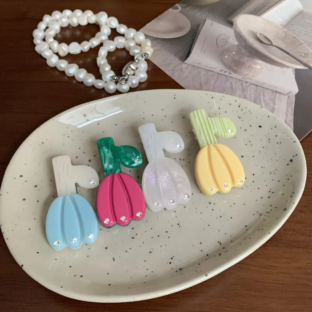 

Creative Rhinestone Tulip Hair Clip Duckbill Clip Bangs Clip Acetic Acid Hairpin Headwear Korean Style Flower Barrette Daily