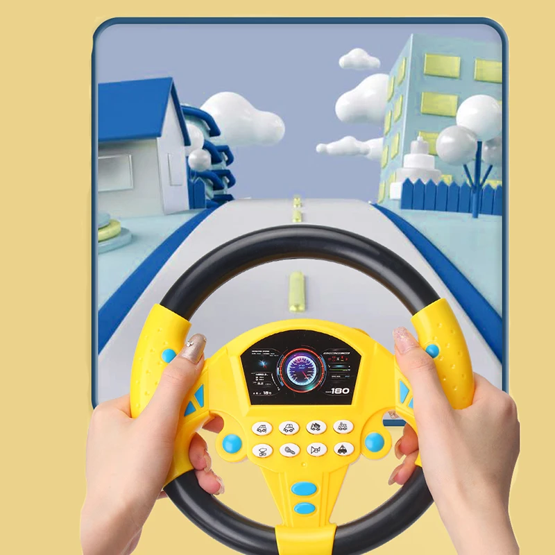 Front passenger vertical steering wheel toy simulation car mounted children's early education learning machine