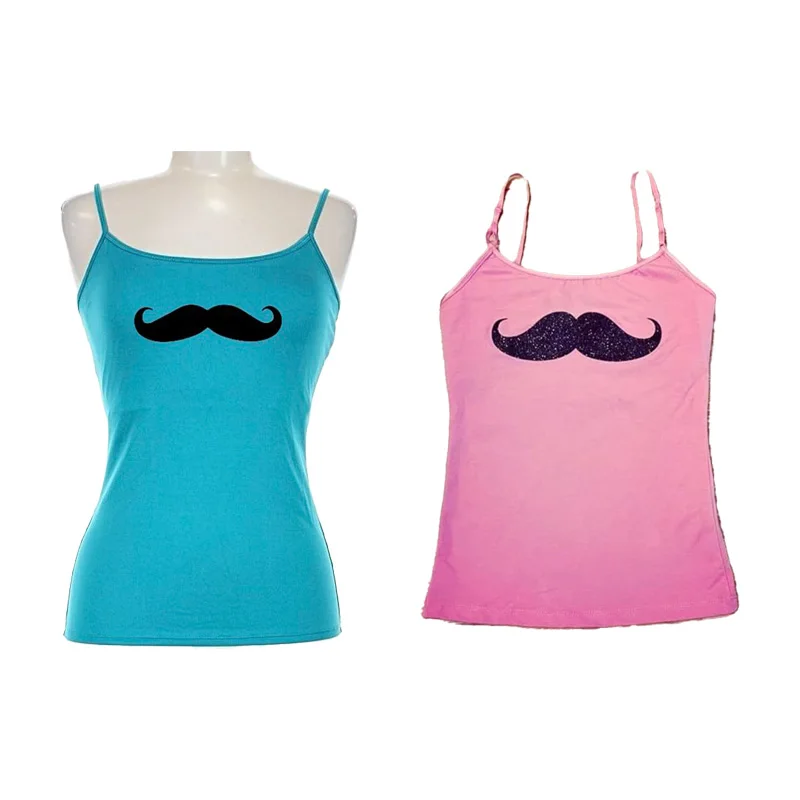 Y2k Sweet Moustache print subculture retro Millennium style casual print Summer American sexy spicy girls style camisole tops