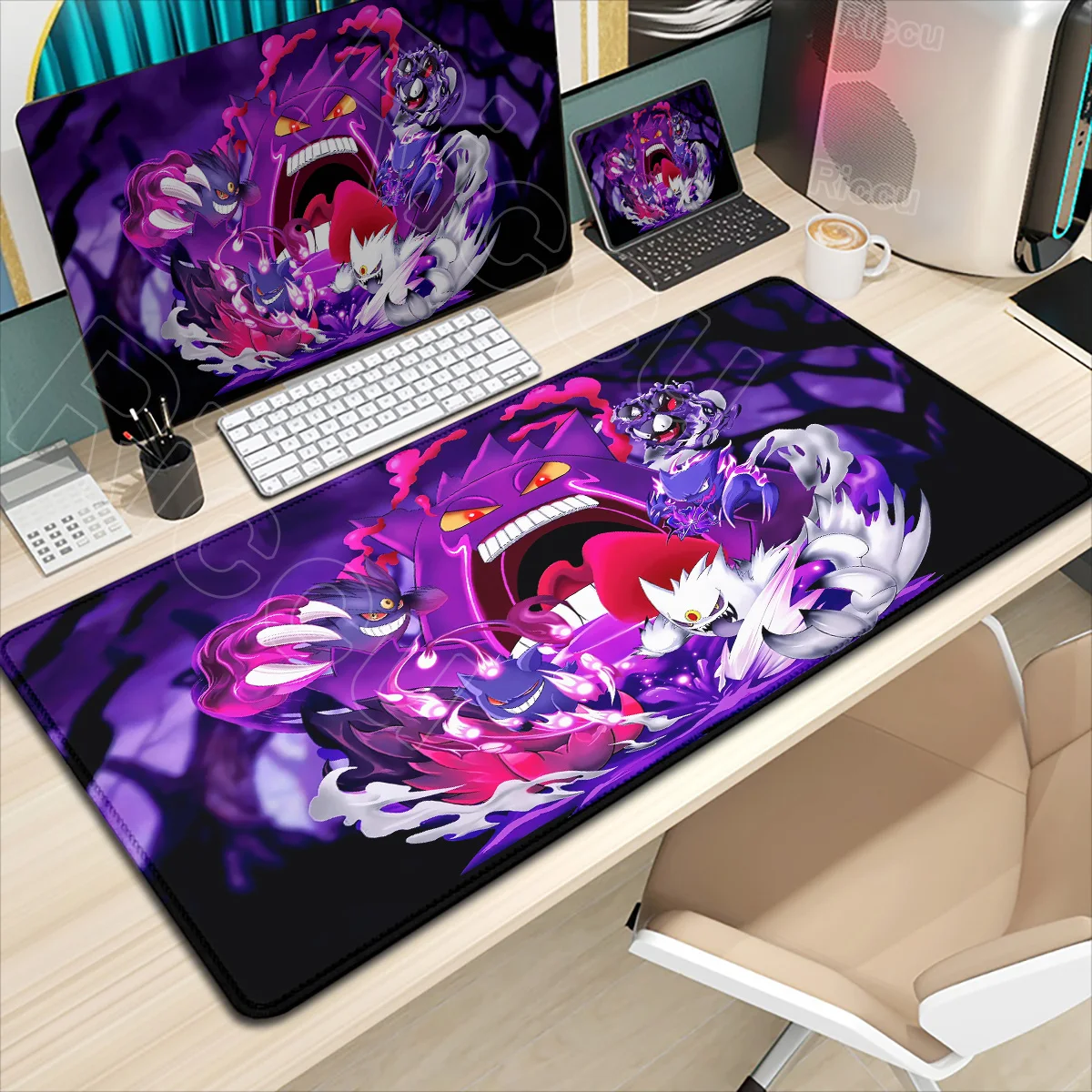 

New Wallpaper Anime Gengar Mousepad Laptop PC P-pokemon Game Keyboard Mat XXL Extend Desk Mat HD Kawaii Non-slip Rubber Mousepad