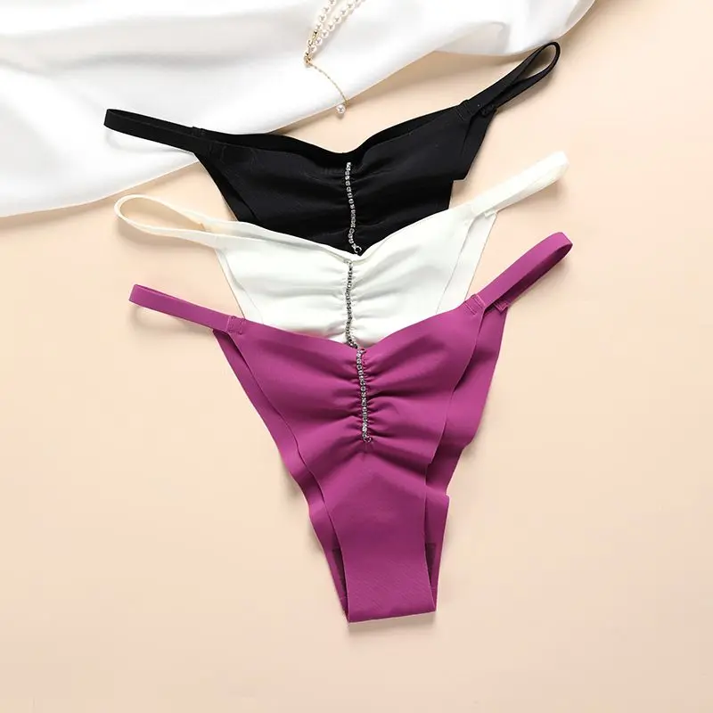 

European and American Underwear Ladies Cotton Sexy Plus-size Fold Ice Silk Breathable Sexy Thin Belt Low Waist Ladies Briefs