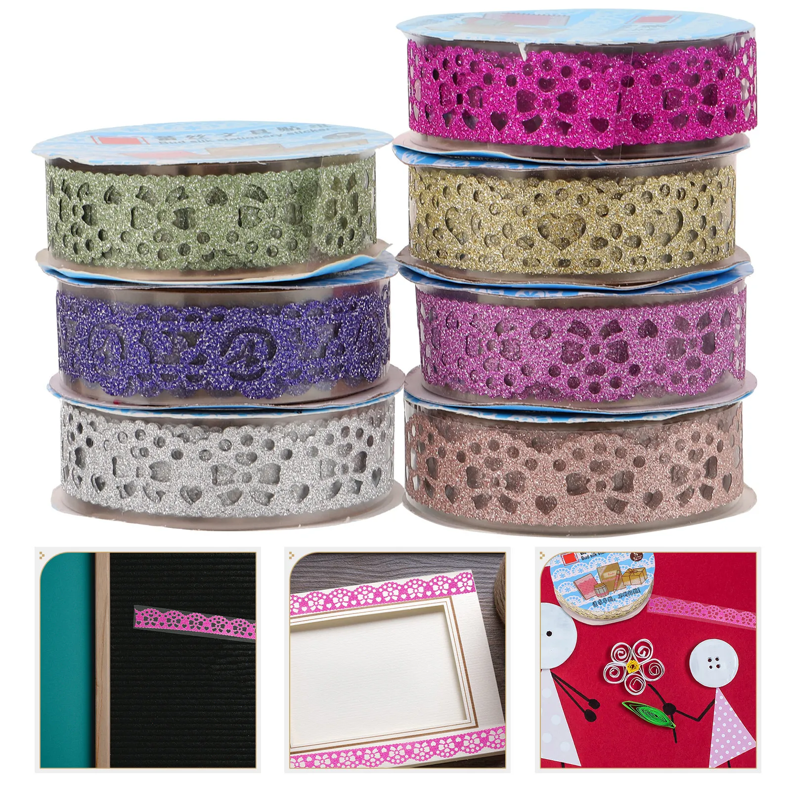 Decorative Lace Washi Tape 7 Rolls Self Adhesive Stickers for Scrapbooking Albums Notebooks Gift Boxes