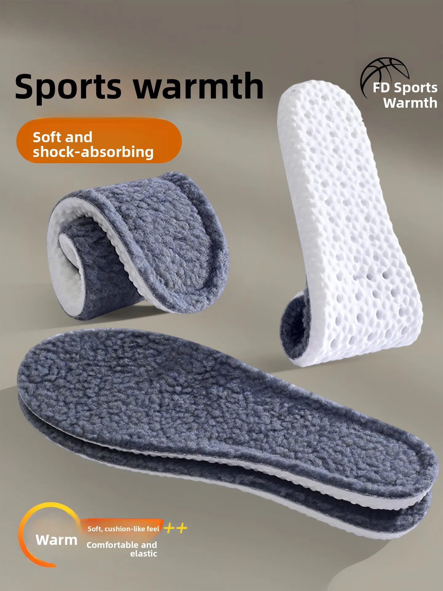 Thickened Woolen Sport Shoe Insoles Unisex Warm Absorbent Anti Odor High Elastic Shockproof Winter Cotton Wool Shoe Inserts