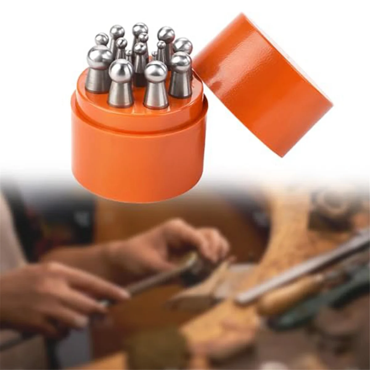 A79G Doming Block Punch Set, Dapping Punches Processing Crafting Metal Forming Tools Stamping Tools for Shaping Beads 15PCS