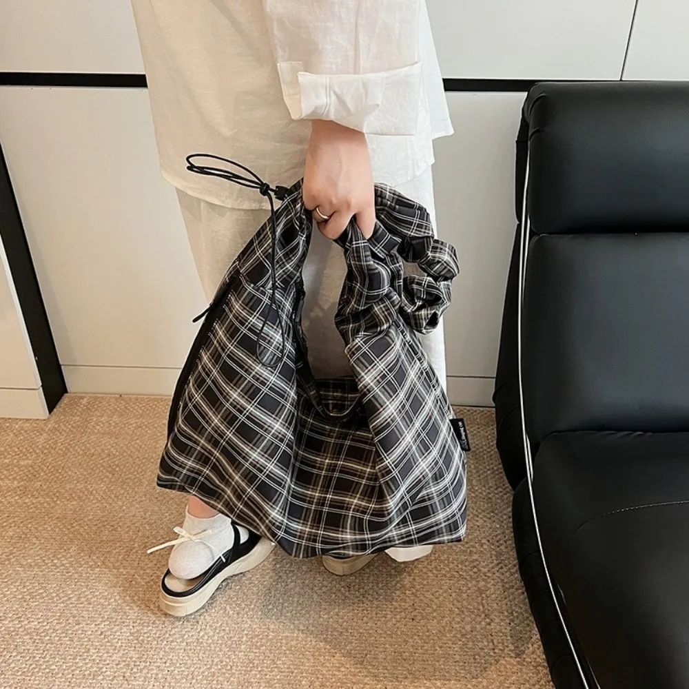 

Ins Vintage Plaid Shoulder Bag Leisure Large Capacity Plaid Crossbody Bag Japanese Casual Women's Tote Bag Girls