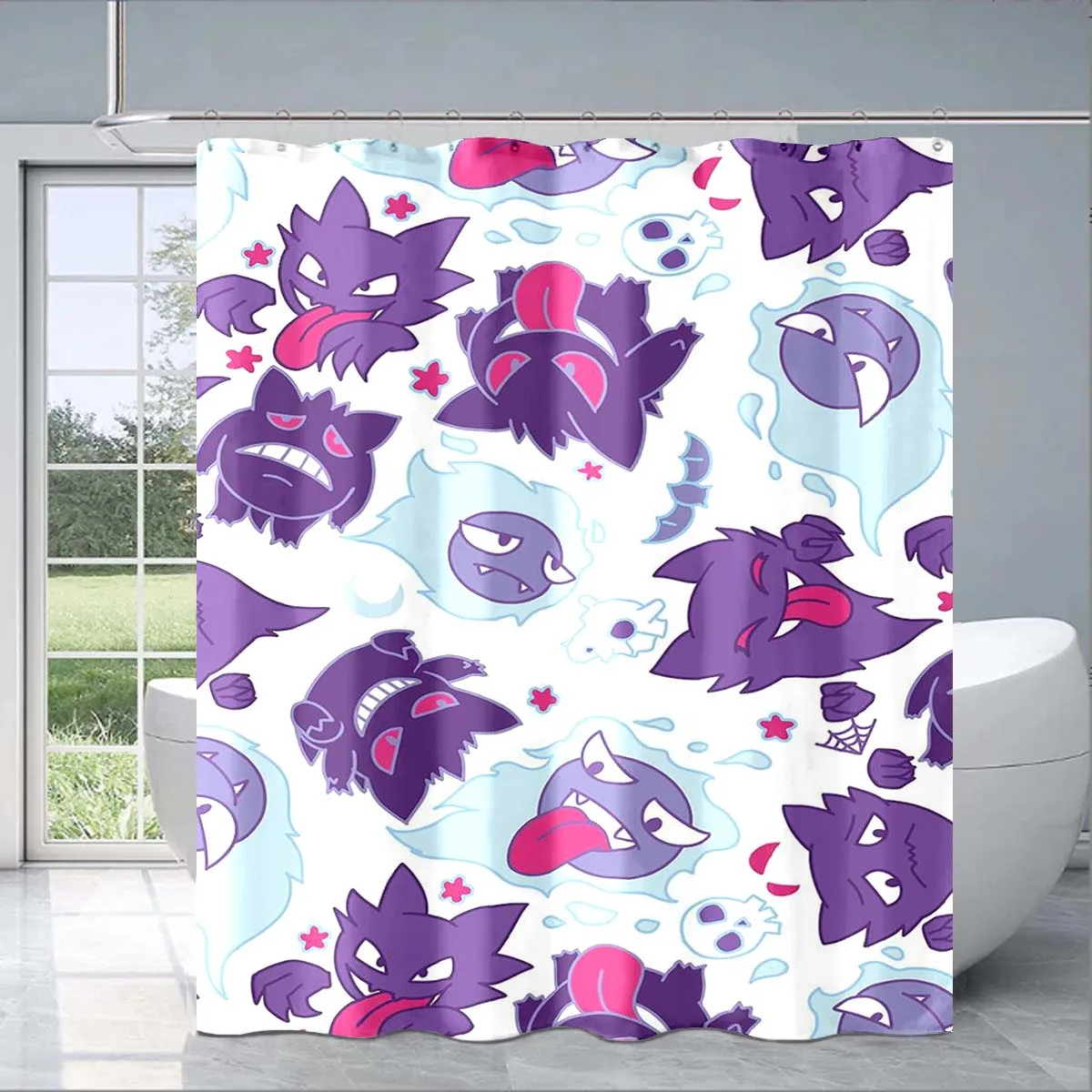 Pokemon Gengar Shower Curtain Cute 3D Printing Waterproof Bathroom Decoration Curtain Exquisite Family Gifts