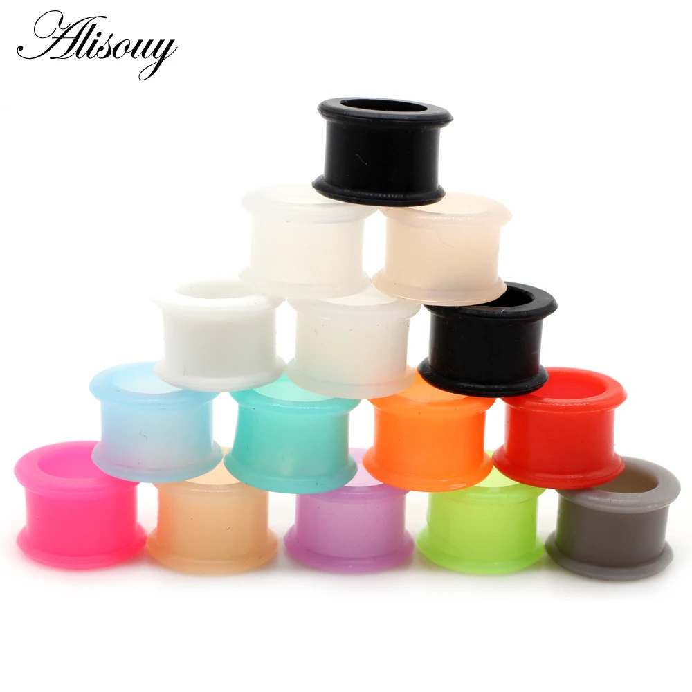 1 Pair Ear plugs High Quality piercing Thin Silicone Flexible Body Jewlery Gauges 3-25mm Skin Tunnel Plugs Skin Hollow Ear Plug