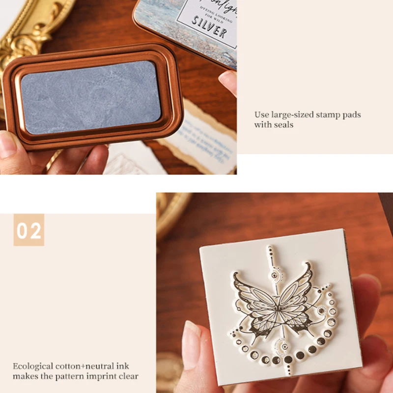 16- صندوق حديد ريترو رائع بلون سادة وسادة حبر ريترو محايدة