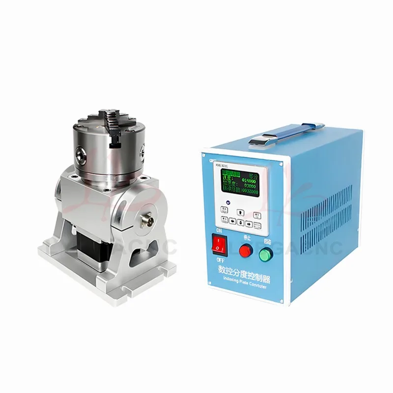 Adjustable angle HT90-10-100A numerical control rotating A-axis indexing head with 100mm chuck and 3 jaws for laser