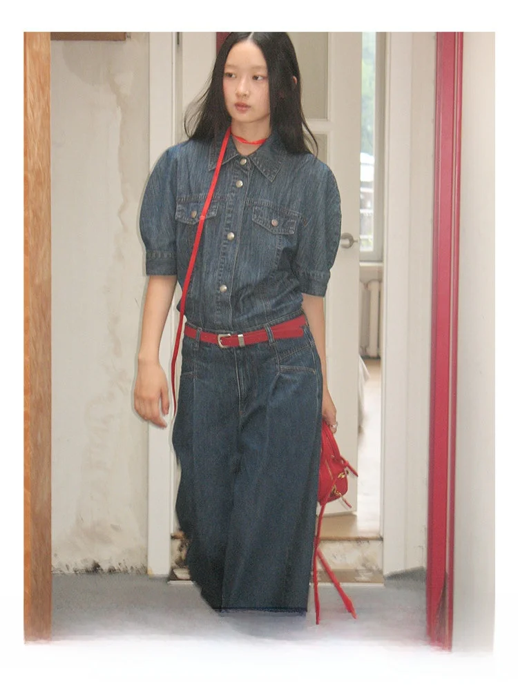 

Женский летний топ из хлопковой смеси в стиле ретро CECI London Old Port Denim, тонкий, с дизайнерским подходом