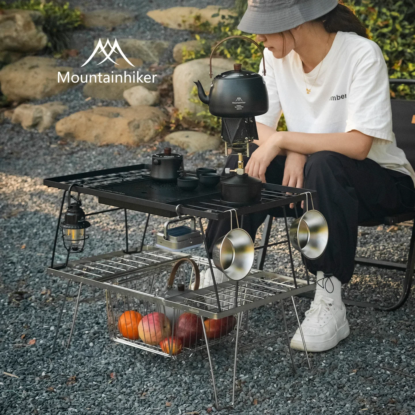Mountainhiker IGT Stainless Steel Silver Tactical Multi-Field Rack Table Cooler Stove Fan Heater Shelf Iron Black Camping Shelf