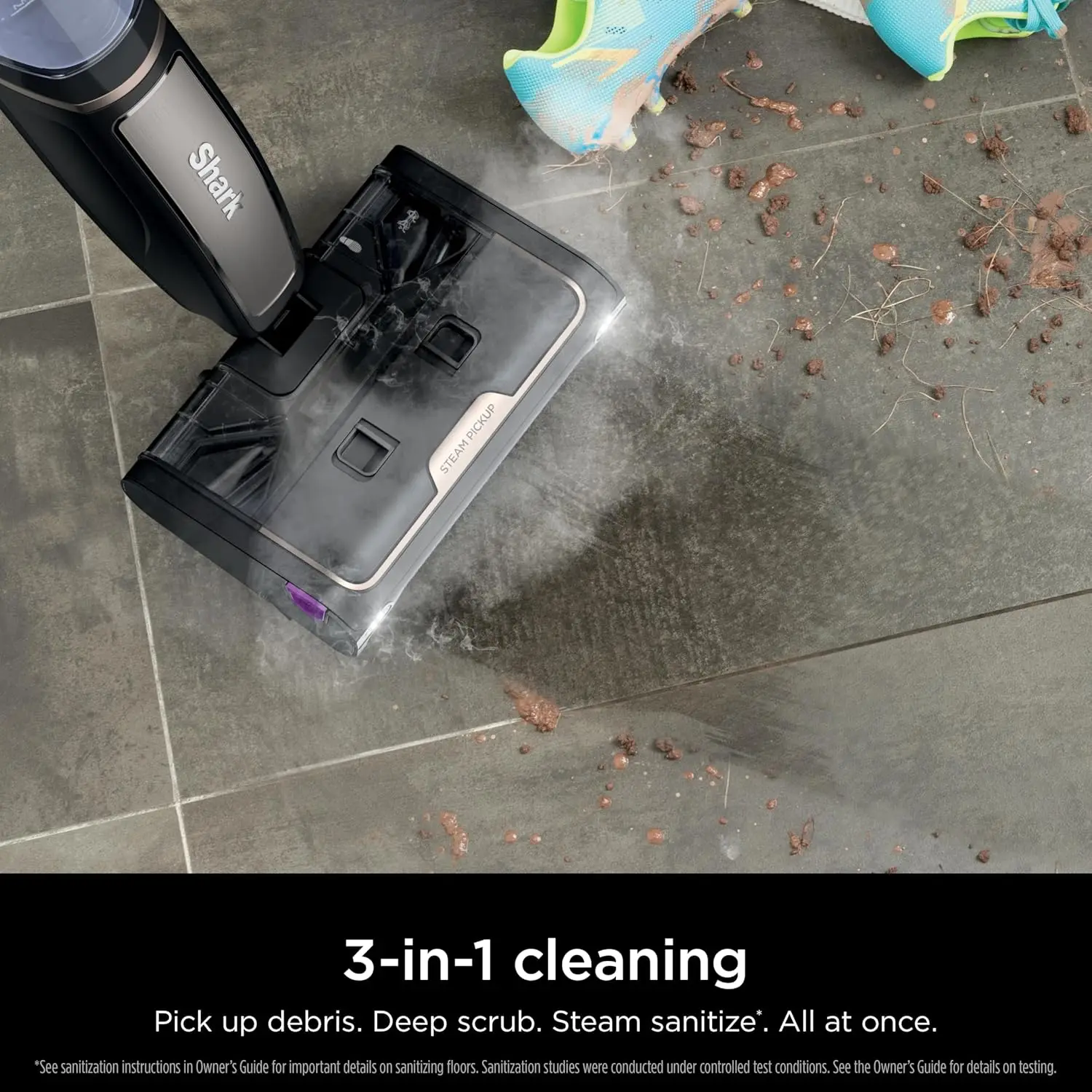 3‑in‑1 Steam Mop SD201,Steam Pickup Steam Cleaner,Picks Up Debris Deep Scrubs Steam Sanitize,Lightweight Home Floor Cleaner for Hardwood Tile Laminate Sealed Hard Floors,Renewed Household Cleaning Tool