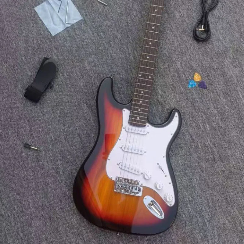 مجموعة جيتار إلكتروني احترافية اهتزاز واحد للمبتدئين ممارسة جيتار خشبي محمول على مستوى الدخول طقم جيتار متين #4