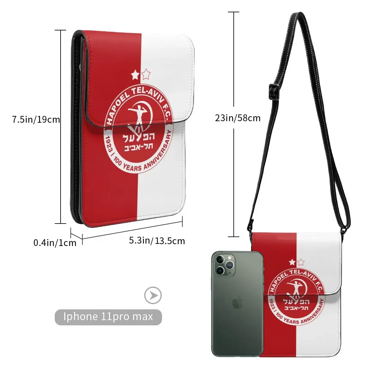Hapoel Tel Aviv Crossbody Wallet حقيبة الهاتف الخليوي حقيبة الكتف محفظة الهاتف الخليوي حزام قابل للتعديل #3
