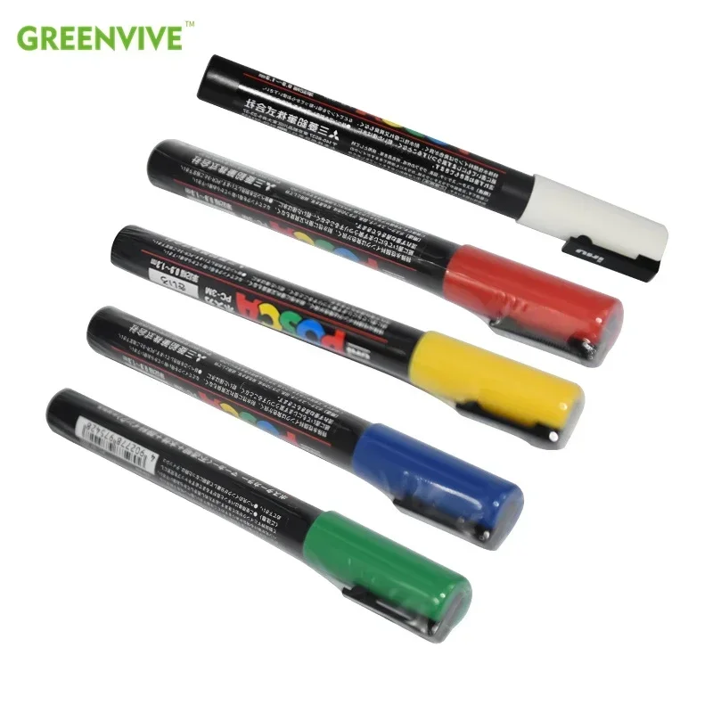 5PCS Mitsubishi PC-3M Königin König Bienenzucht Marker Stift Nicht Verblassen Bee Kennzeichnung Stift Bee Identifikation Ausrüstung Bienenzucht Werkzeuge