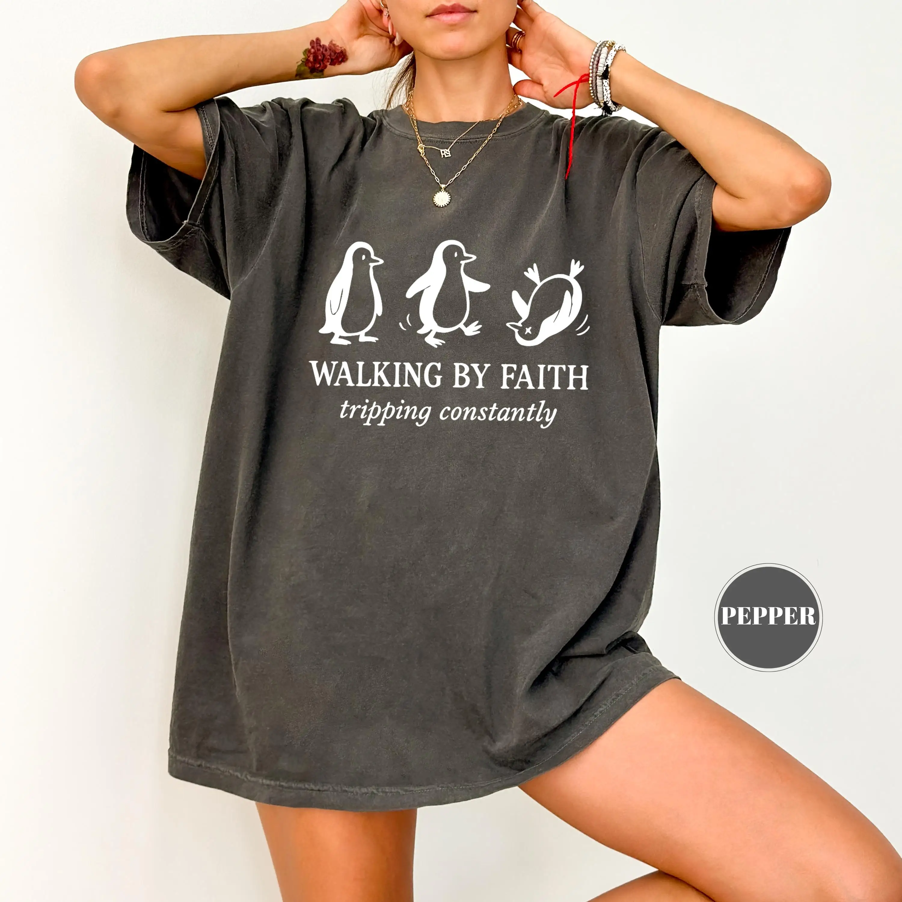 

Plus Size Women's Cute Penguin T-Shirt Pure Cotton Breathable Stylish Versatile Street Style Streetwear Oversized