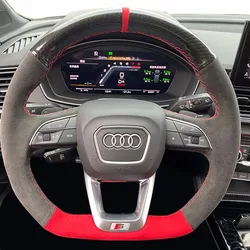 For Audi A3 A4 A6 A5 Q5 A1 Q7 Q3 Q2 Q8 A7 A8 TT S1 D-type Hand Stitched non-slip carbon fibre suede Car Steering Wheel Cover