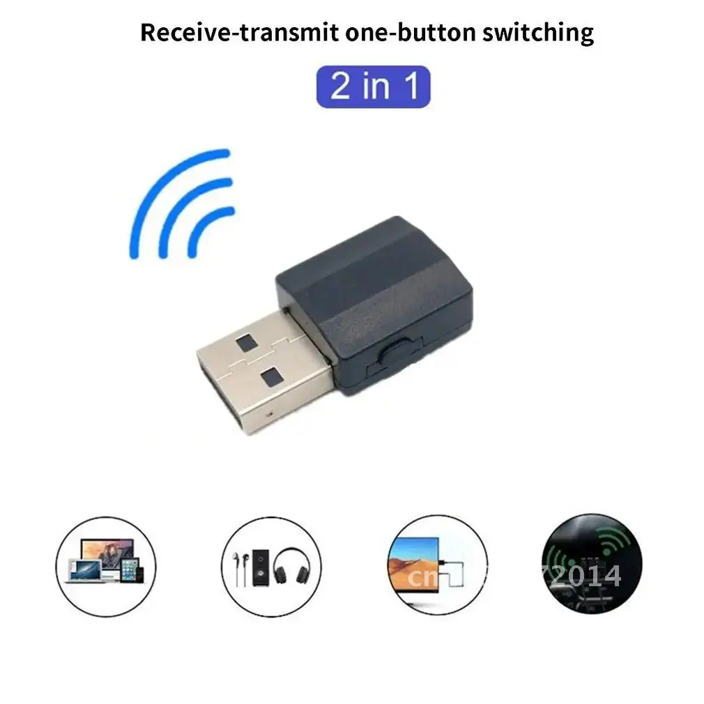 

Bluetooth-compatible 5.0 Audio Receiver Transmitter Wireless Adapter Mini 3.5mm AUX Stereo Transmitter for TV PC Car 2 In1