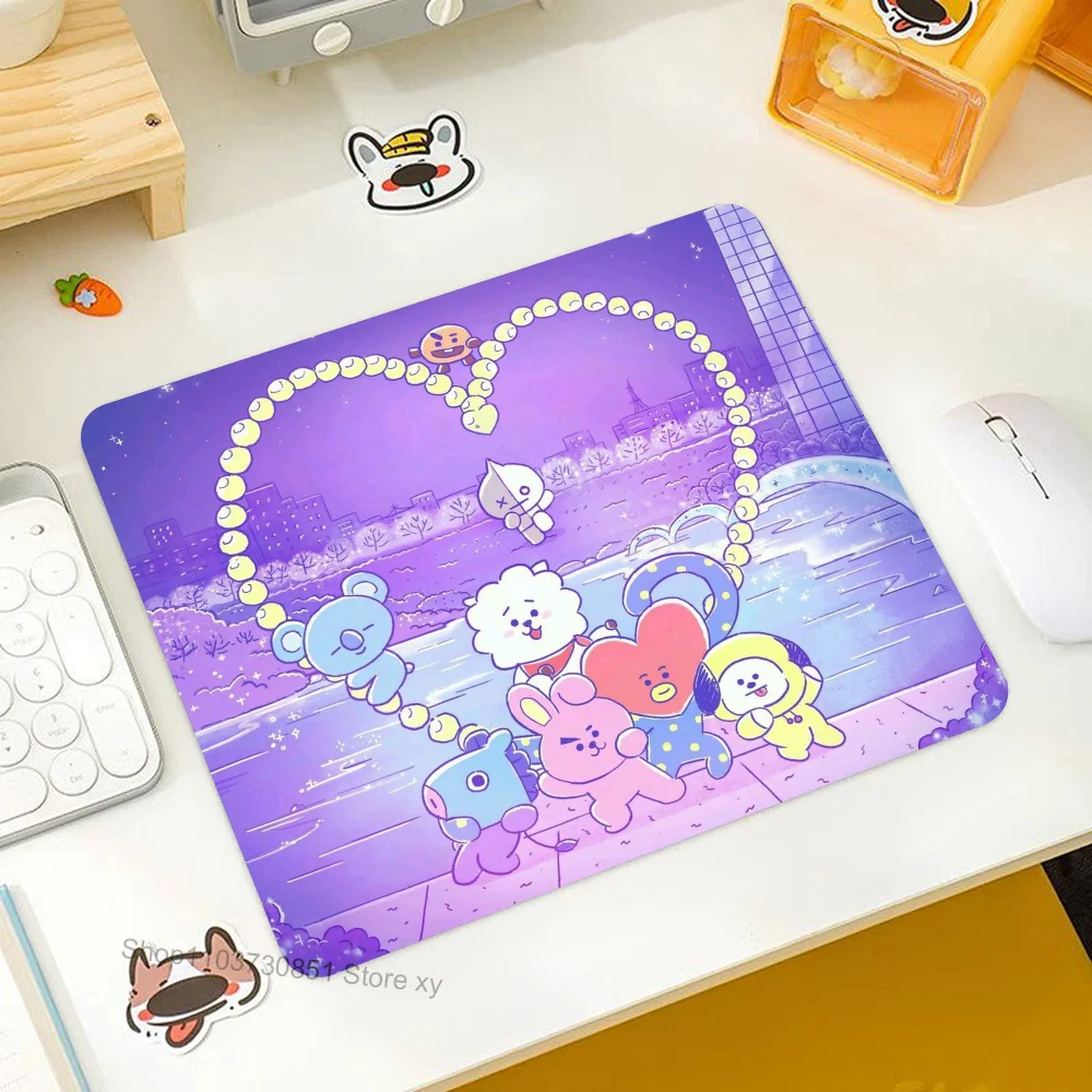 Cute Cartoon Kpop-B-Bt-1-21 Mousepad RGB Small Size Gaming Mouse Pad With LED Light Desk Mat Super Smooth Non-slip Rubber Botto