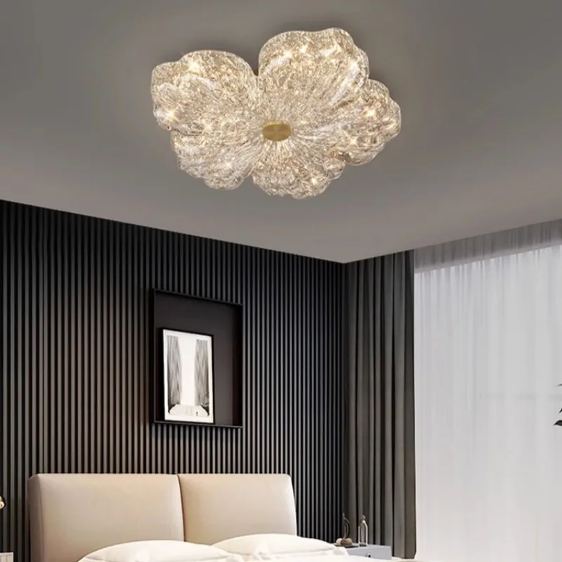 French style light luxury bedroom lamp ceiling lamp master bedroom lamp flower warm restaurant children's room