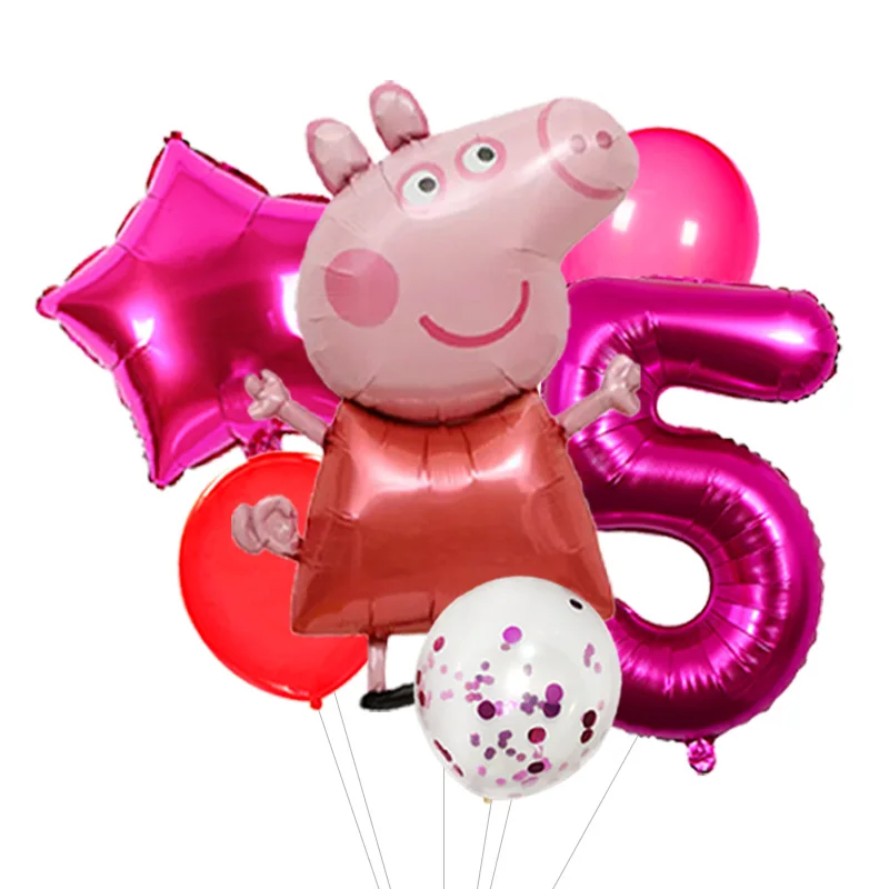 Peppa Pig Balloon Number Box Birthday Decoration Cartoon Foil Balloon Personalized Age Number Party Supplies for Kids view 6