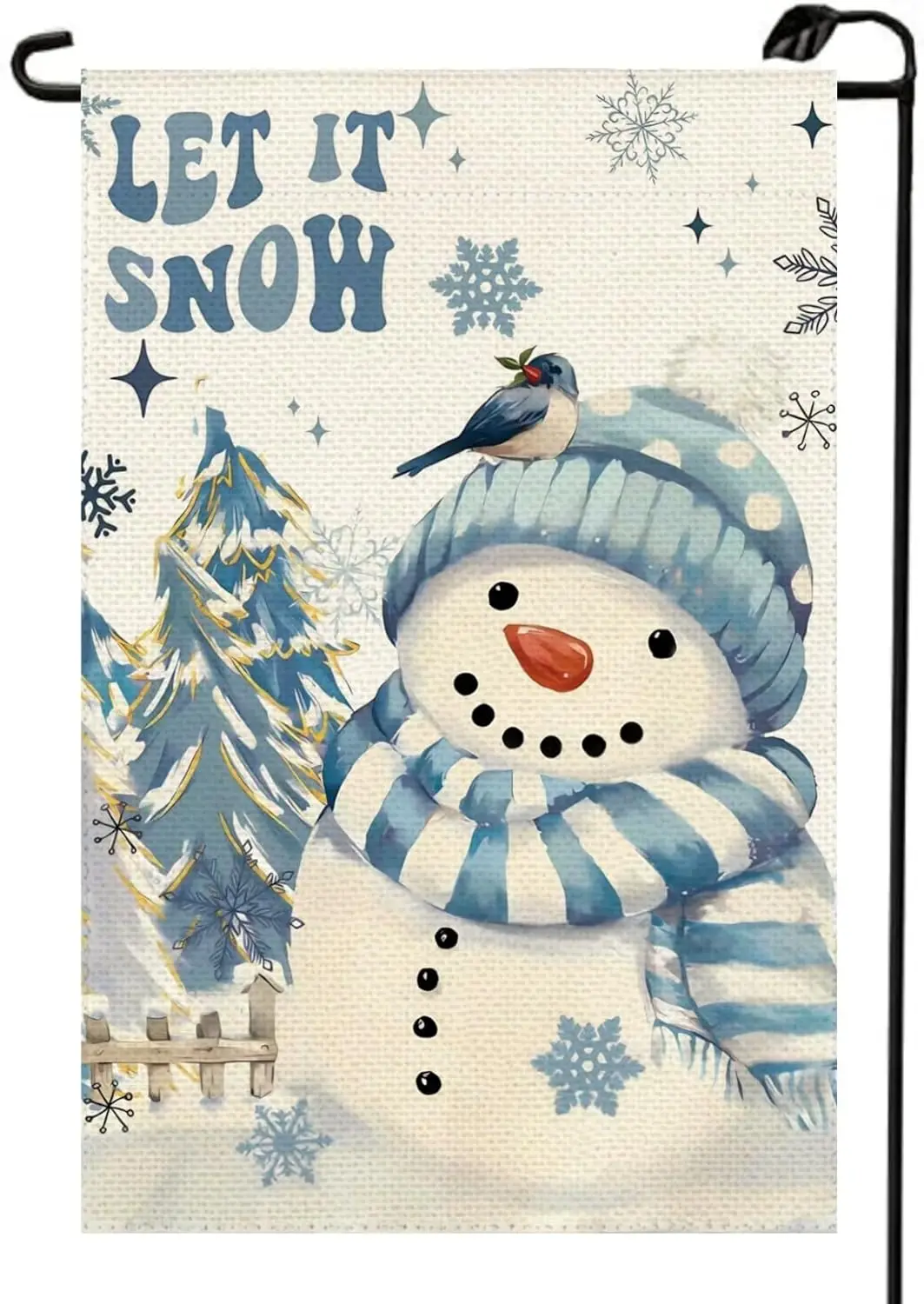 Let It Snow Snowman Winter Garden Flag 12x18 Inch Vertical Double Sided Cardinal Polka Dot Hat Small Flags Farmhouse Outside Dec