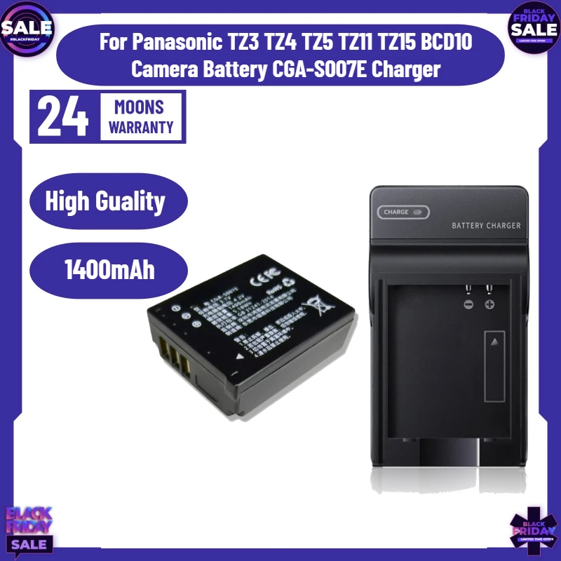 

New CGA-S007E 1400mAh Camera Battery for Panasonic TZ3 TZ4 TZ5 TZ11 TZ15 BCD10 Camera Battery CGA-S007E Charger