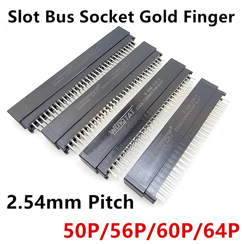 S-50M-2.54-5 S-56M-2.54-5 S-60M-2.54-5 S-64M-2.54 2.54mm Pitch Edge Card Connector Slot Bus Socket Gold Finger Socket PCB Board