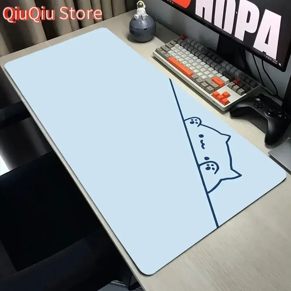 Kawaii weiße Katze mit Pfoten Mauspad Anime Deskmat Gaming Laptop Mousepad Minimalistischer Büroteppich Gamer Tastatur Mauspad