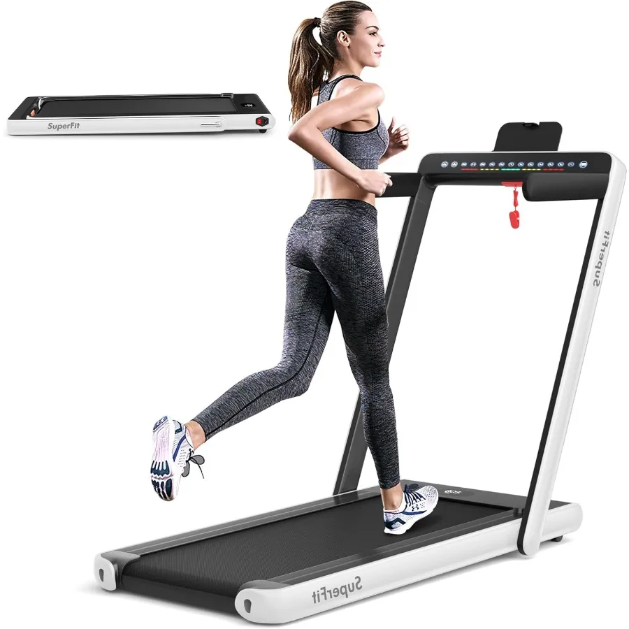 

Folding Treadmill 2.25HP Speed Adjustable UnderDesk Electric Treadmill w Dual Display Bluetooth Speaker APP and Remote Control