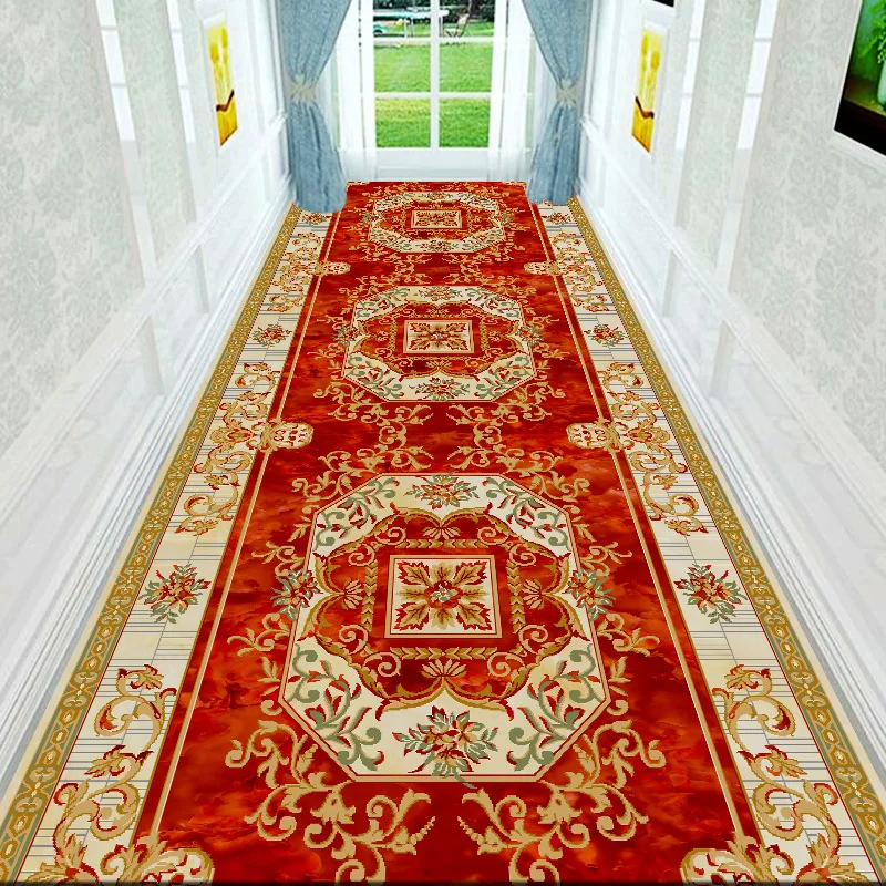 European Style Customizable Corridor Carpet Porch Stairway Aisle Long Runner Rug Room Balcony Lobby Passageway Non-slip Mat ﻿