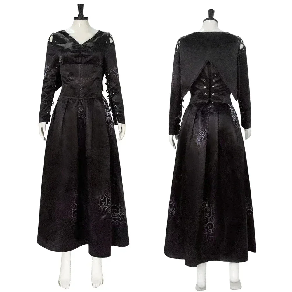 

Movie Bellatrix Lestrange Wizard Cosplay School Witch Women Dress Uniform Halloween Carnival Party Clothes Outfit