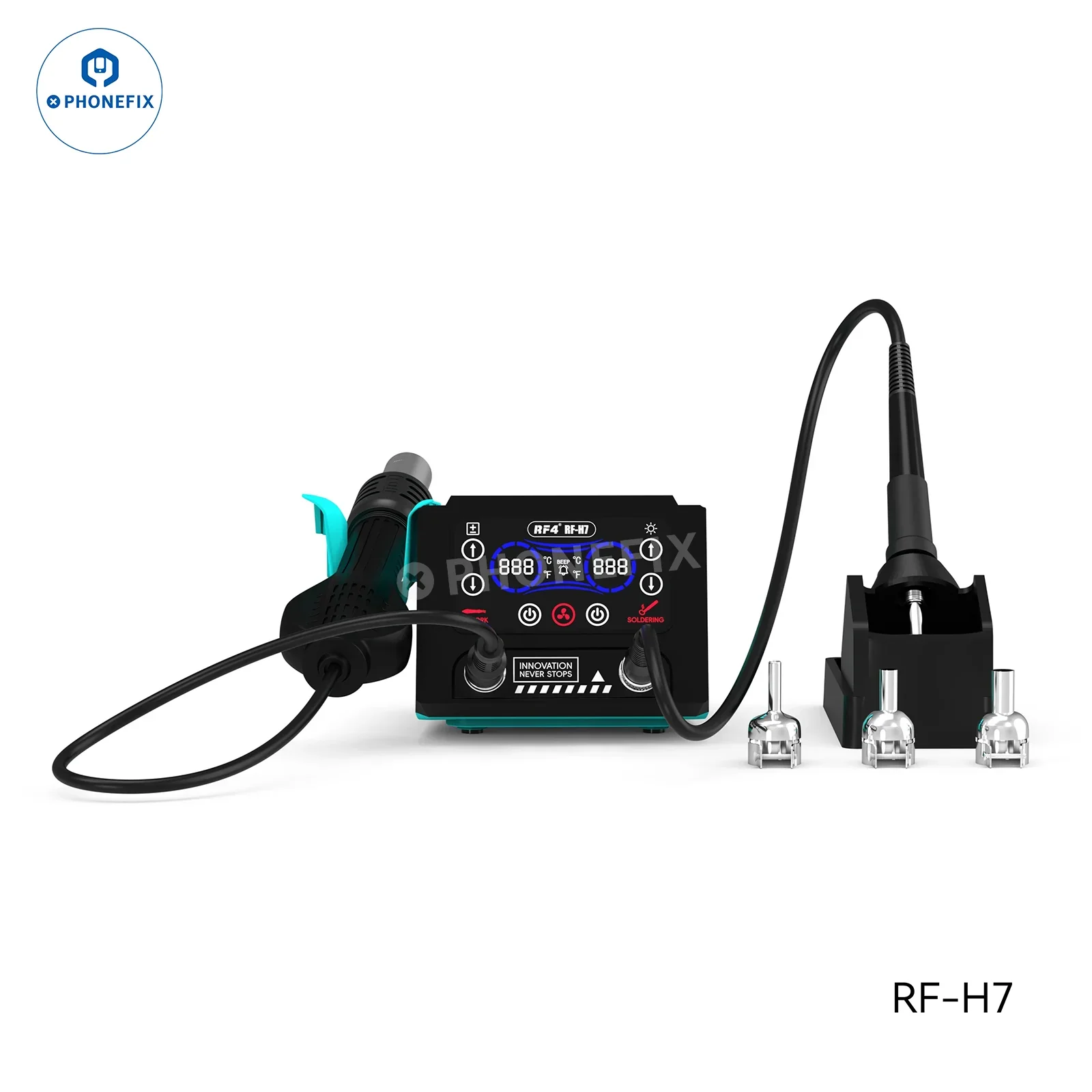 

RF4 RF H7 2 in 1 Hot Air Soldering Station with Soldering Handle Base for BGA Desoldering Repair Heat Gun BGA Rework Station