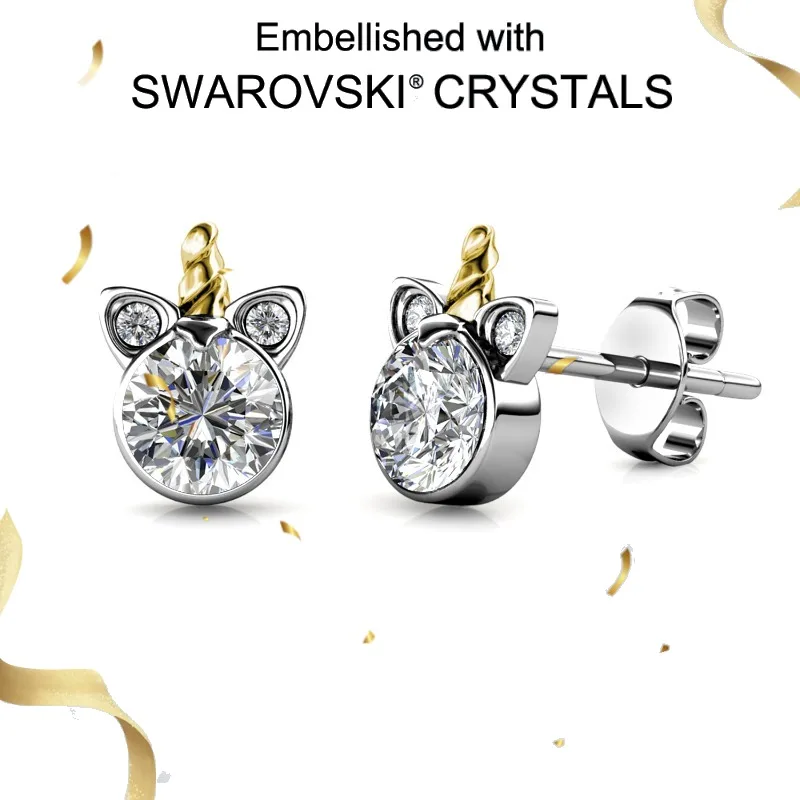 

Daisini Austrian Crystals from Swarovski Unicorn Stud Earrings for Girl 925 Sterling Silver Hypoallergenic Earings Cute Jewelry