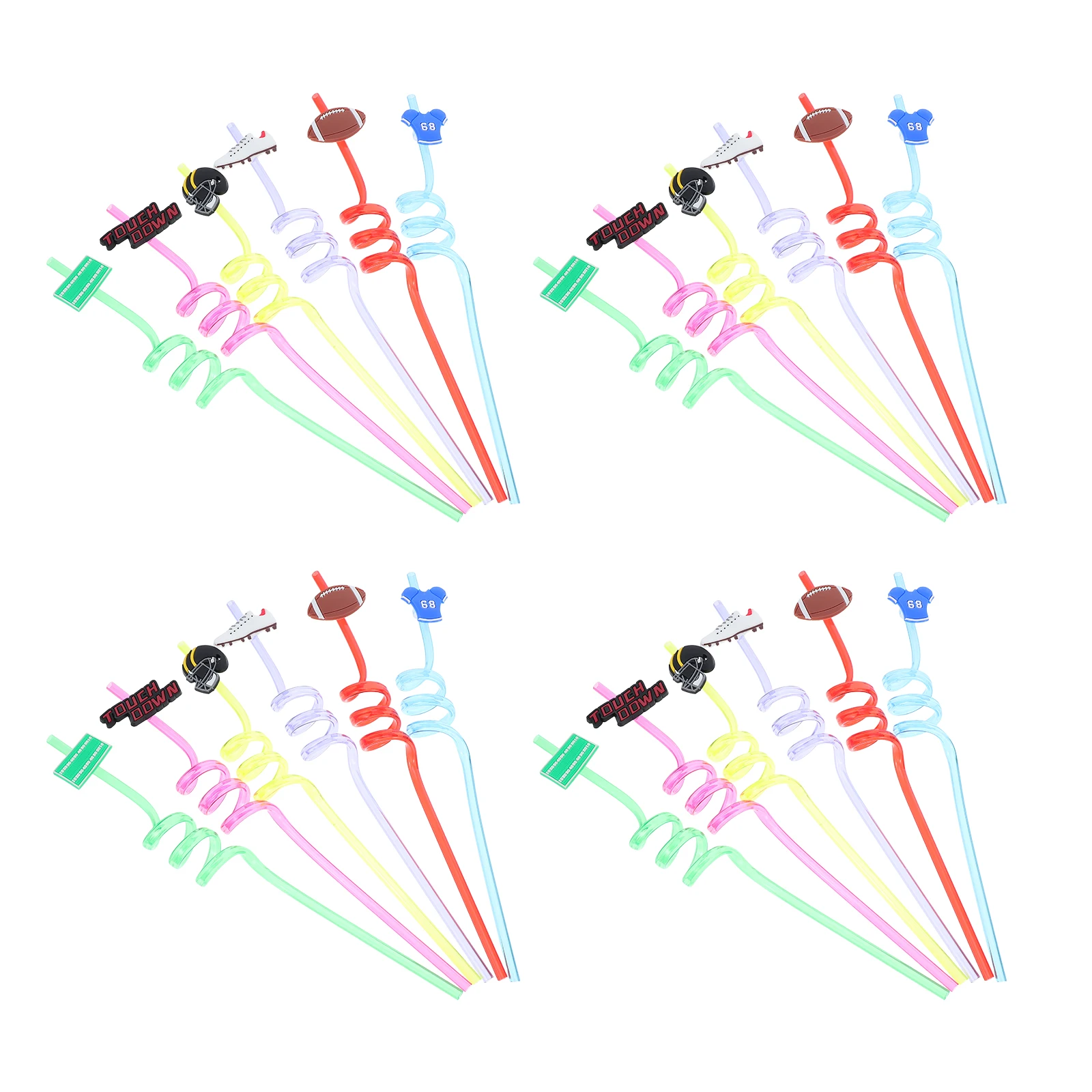 

24 Pcs Football Straws Reusable Soccer Party Favors Kids Birthday Decorations Goodie Bag Stuffers Sports Supplies
