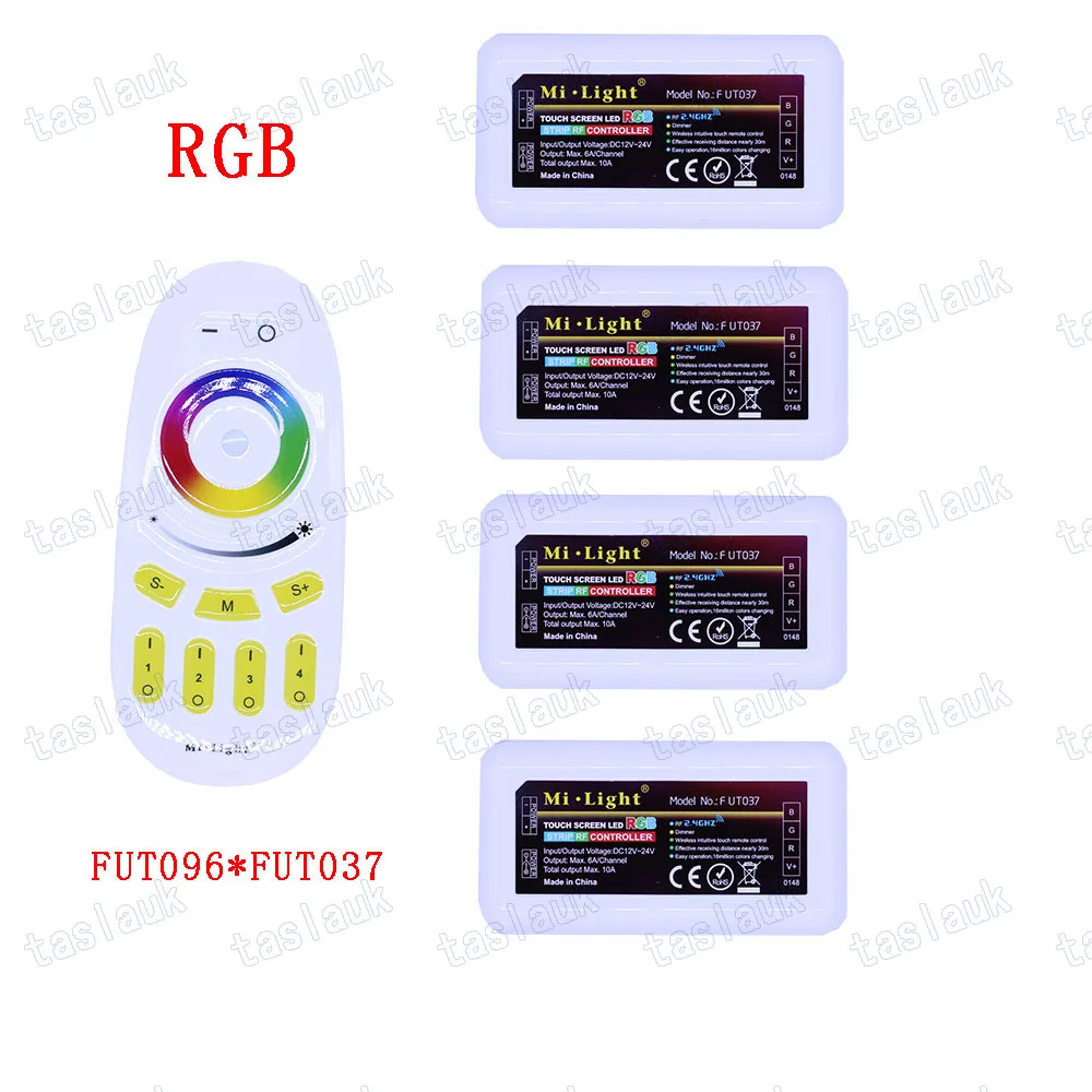 Mi BOX Light RGBW RGBWW RGBCCT 5 PIN Controller DC12-24V 2Ax4CH FUT038 039 037 036 FUT096 2.4G RF Wireless 4-Zone Touch Remote