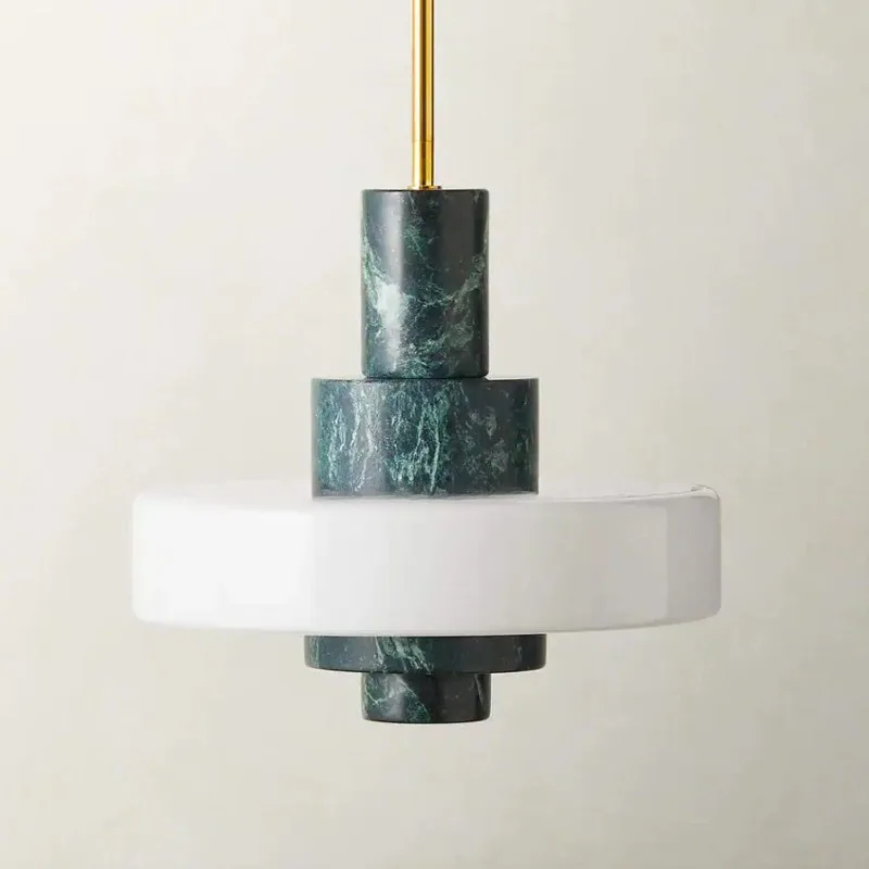 

100% Natural Marble Italian Luxury Bedside Pendant Lamp, Minimalist Hanging Light for Bar