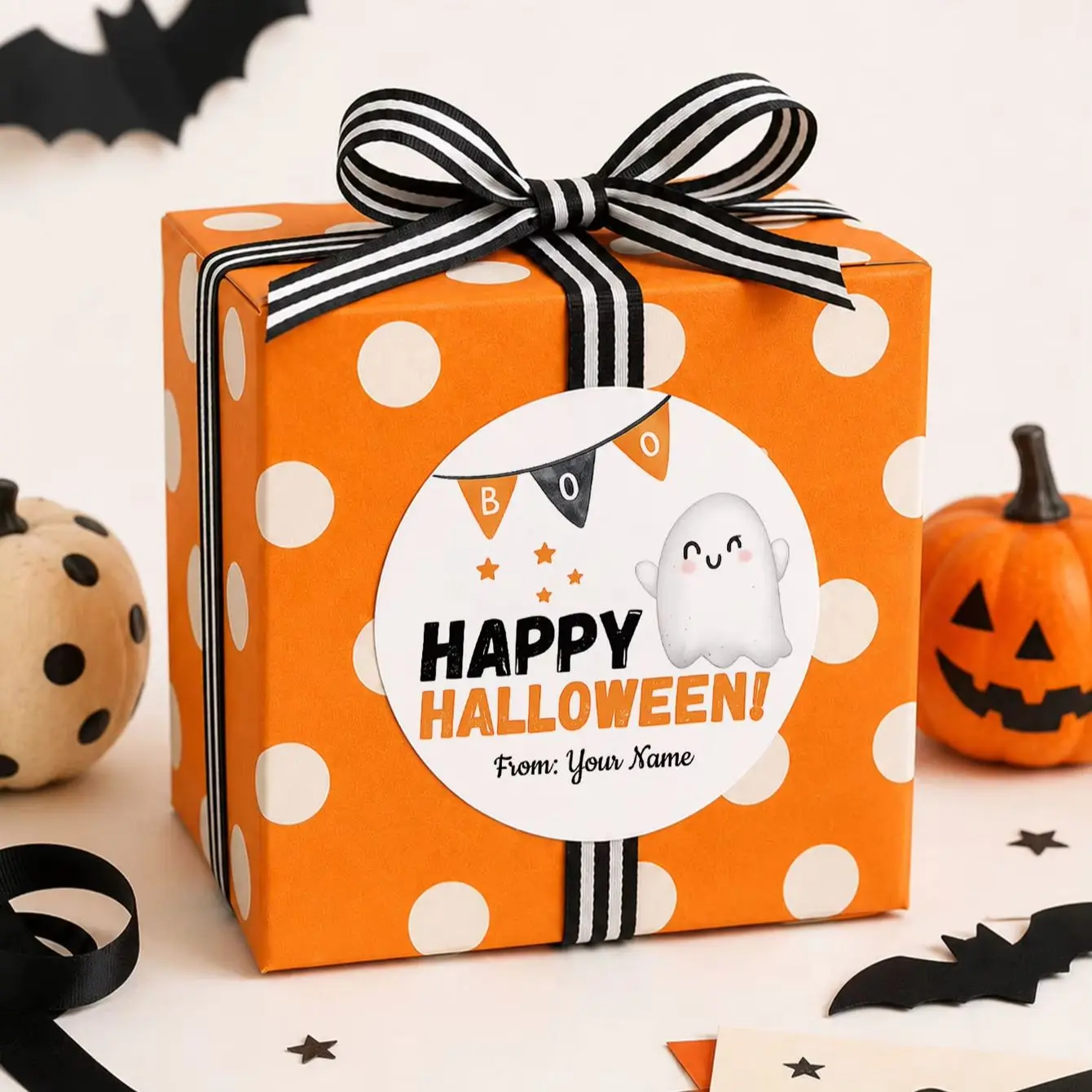 1/60/120Pcs Round Custom Stickers, Personalized Text Labels for Halloween Favor Pouches, Card Accents & Celebration Decor