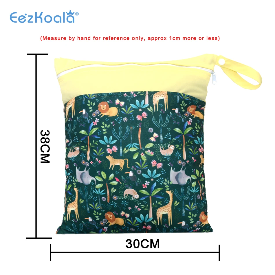 EezKoala Baby Diaper Bag Print Waterproof Wet Dry Nappy Carry Pack Travel Outdoor  Zipper Handbag StrollerWet Diaper Storage Bag