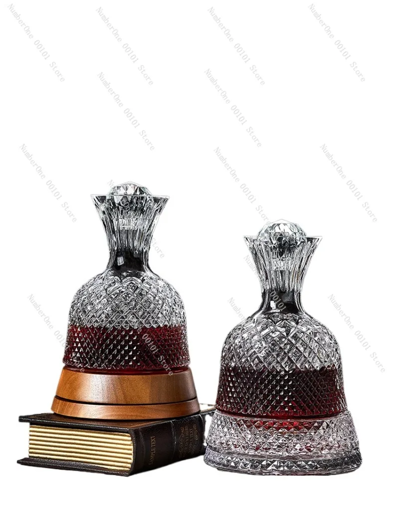 Luxury Rotating Wine Decanter for Home,Efficient Aerating Wine Divider,Crystal Clear Glass Design,High-End Dining Table Wine Set