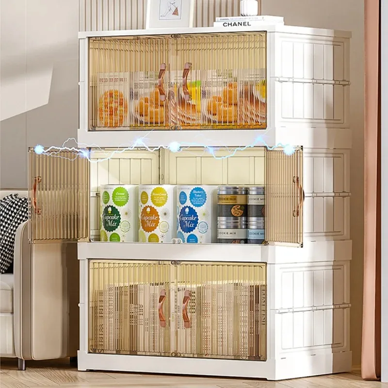 Large Capacity Box Free Installation Storage Cabinet Clamshell Type Children's Snack Locker Living Room Against The Wall Cabinet