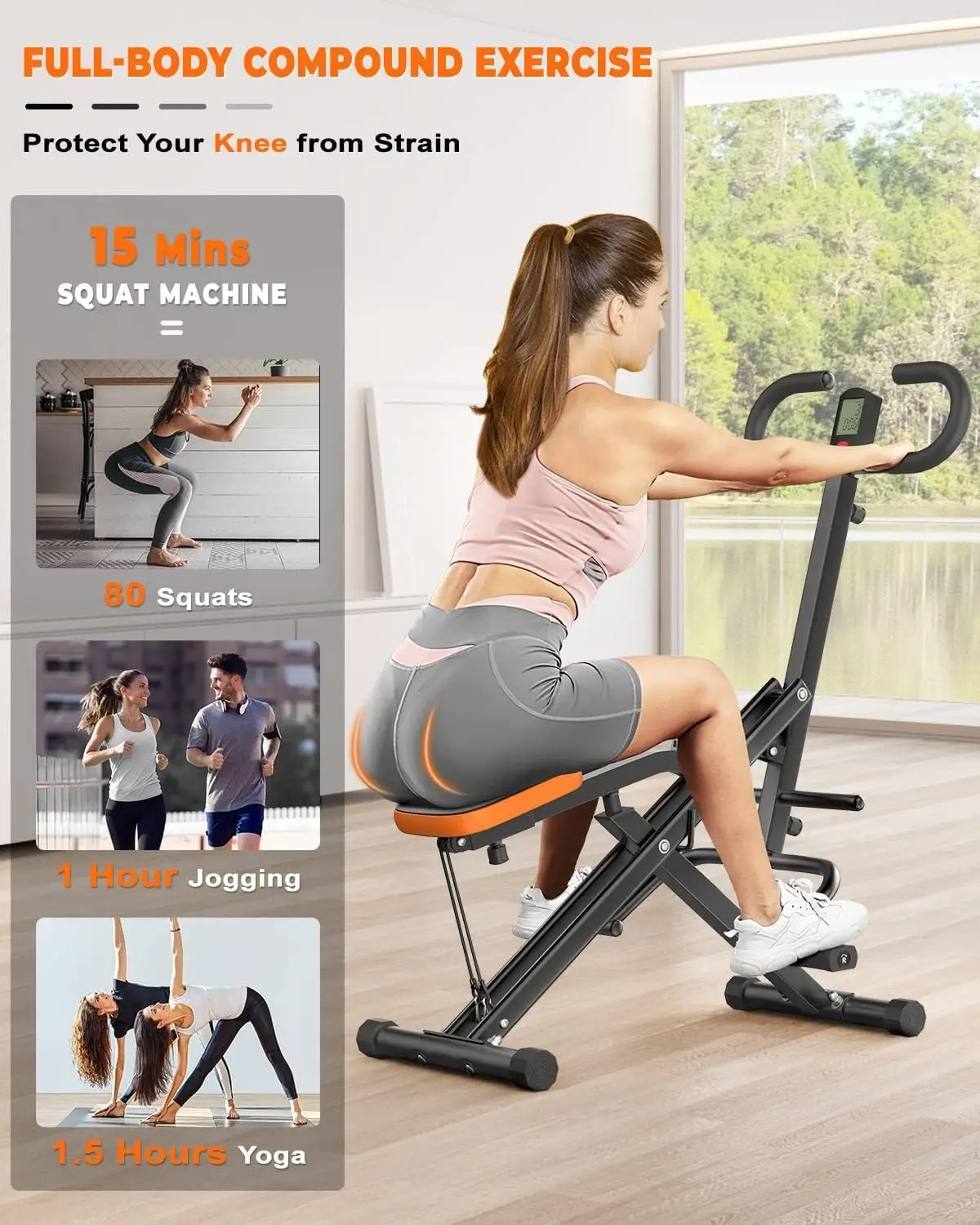 Máquina de remo agachamento com resistência ajustável, Home Workout Machine, Leg Glut, Exercício Equipment for Home, 330 lbs